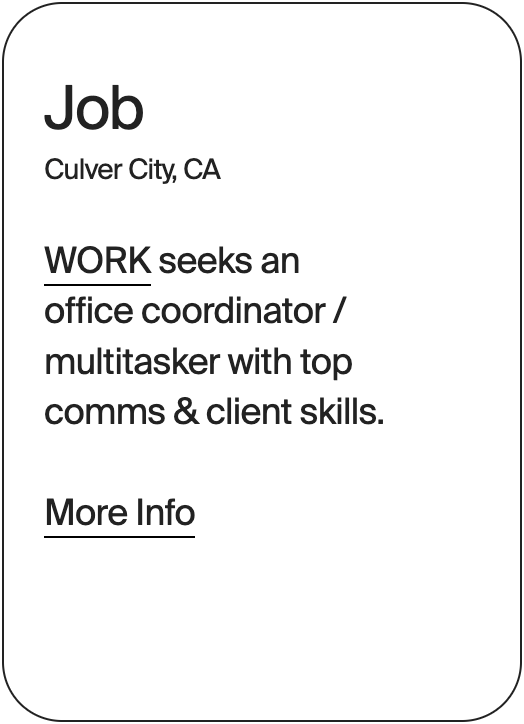 JOB Culver City WORK Office Coordinator 31686