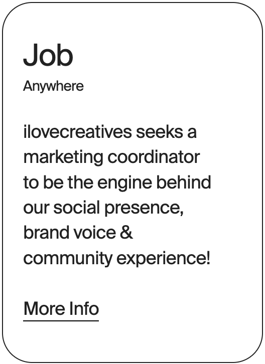 JOB Anywhere ilovecreatives Marketing Coordinator 4-16-26