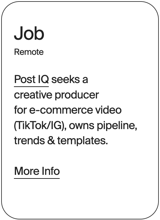 JOB Remote Post IQ Creative Producer 31739