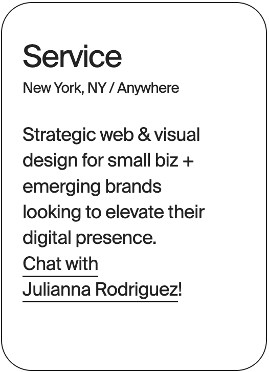 SERVICE New York Anywhere Julianna Rodriguez 31876
