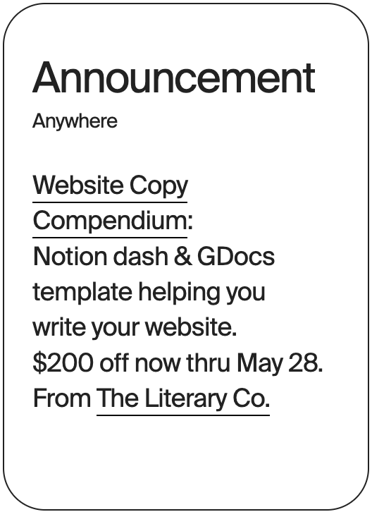 ANNOUNCEMENT Anywhere Literary Co Website Copy Compendium 31889