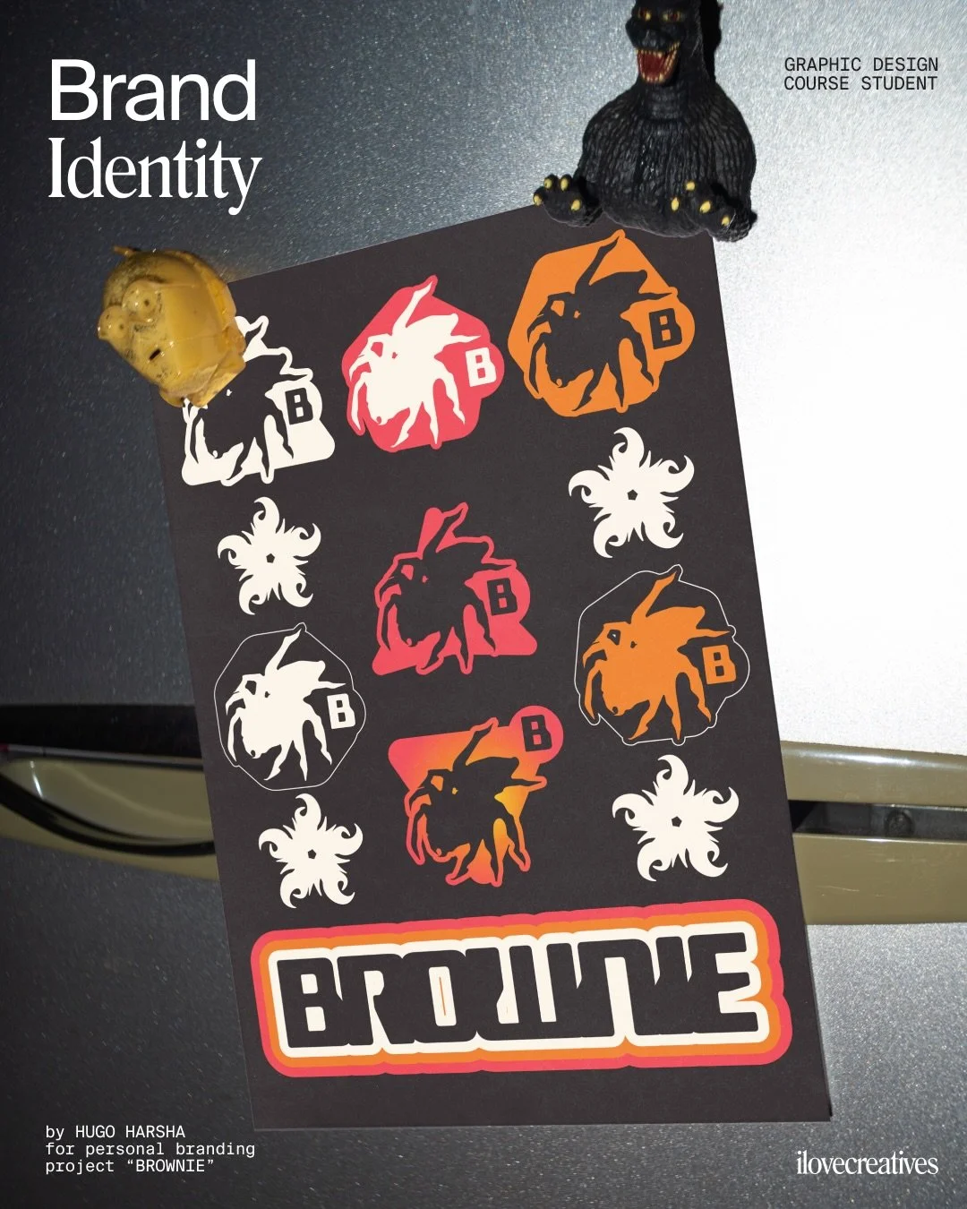 Student work from the Graphic Design Course. 🕷️🕸️&nbsp;

From concept to mockup. You don&rsquo;t just learn design. You build a whole brand from scratch. Meet Brownie by Hugo Harsha (@browniegotnomoney)&mdash;logos, color palette, illustrations, an