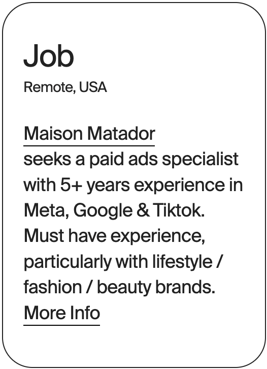 JOB Remote USA Maison Matador Ads Specialist 31913