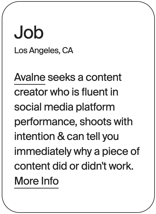 JOB Los Angeles Avaline Content Creator 31981