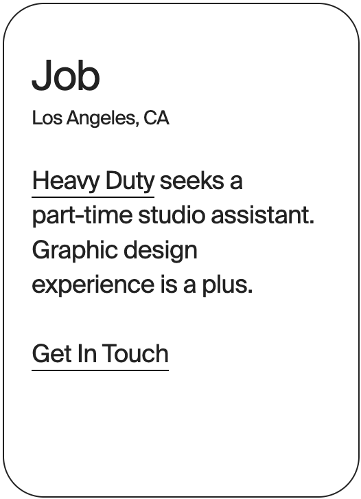 JOB Los Angeles Heavy Duty Studio Assistant 31983