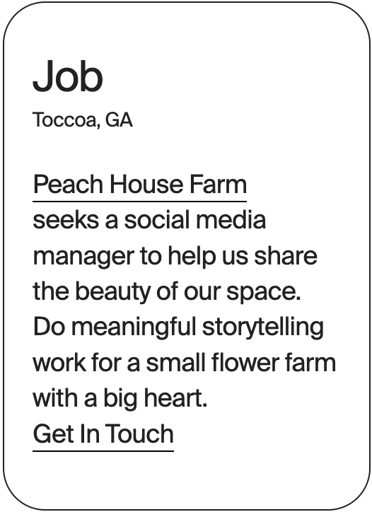 JOB Toccoa Peach House Farm Social Media Manager 32032