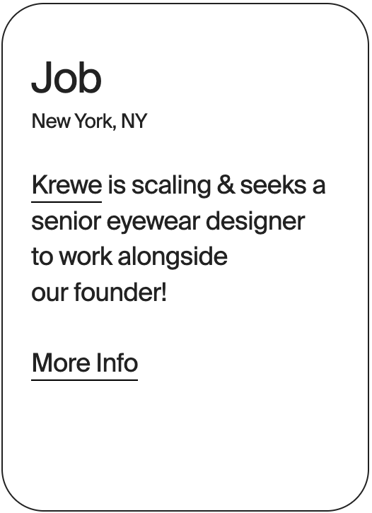JOB New York Krewe Senior Eyewear Designer 32057