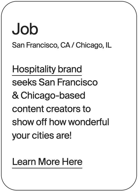 JOB San Francisco Chicago Hi USA Content Creator 32062
