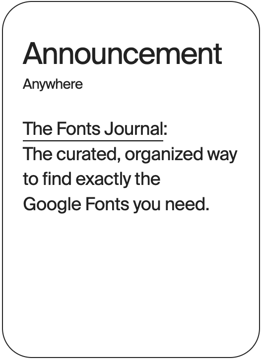 ANNOUNCEMENT Anywhere The Fonts Journal 32082