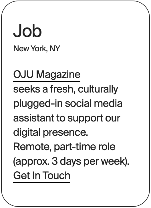 JOB New York OJU Magazine Soical Media Assistant 32198
