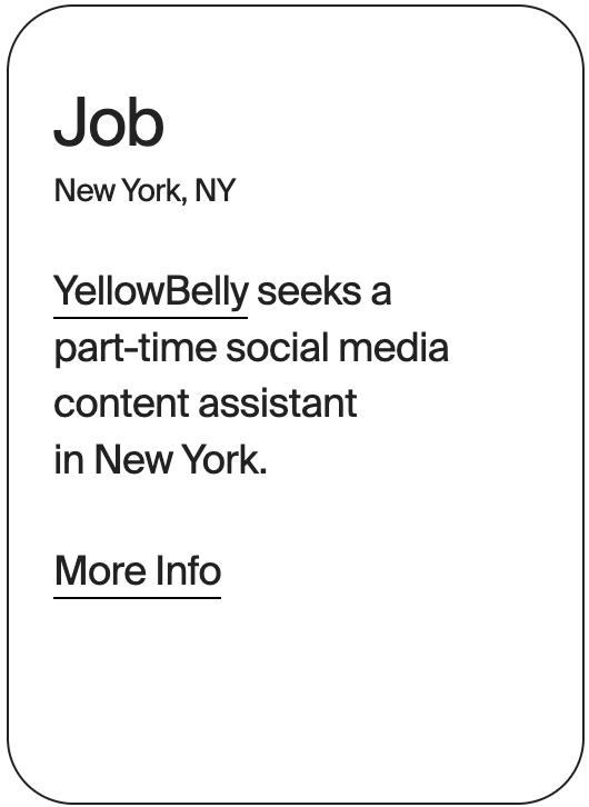JOB New York YellowBelly Social Media Content Assistant 32224