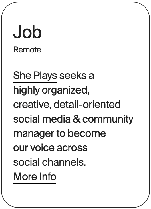 JOB Remote She Plays Social Media &amp; Community Manager 32231