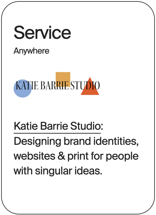 SERVICE Anywhere Katie Barrie Studio 32239