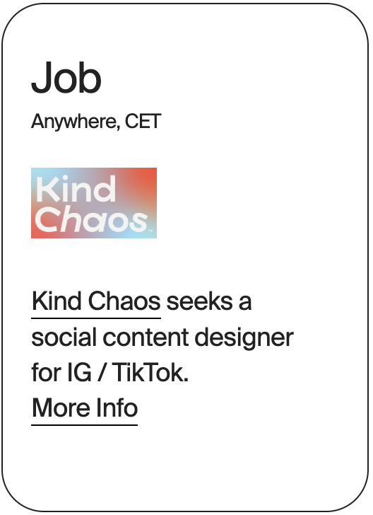 JOB Anywhere CET Kind Chaos Social Content Designer 32247