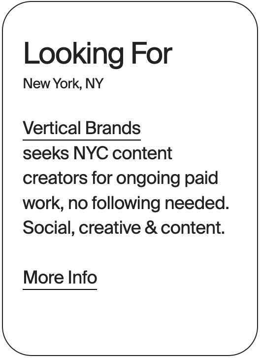 LOOKING FOR New York Vertical Brands Content Creators 32259