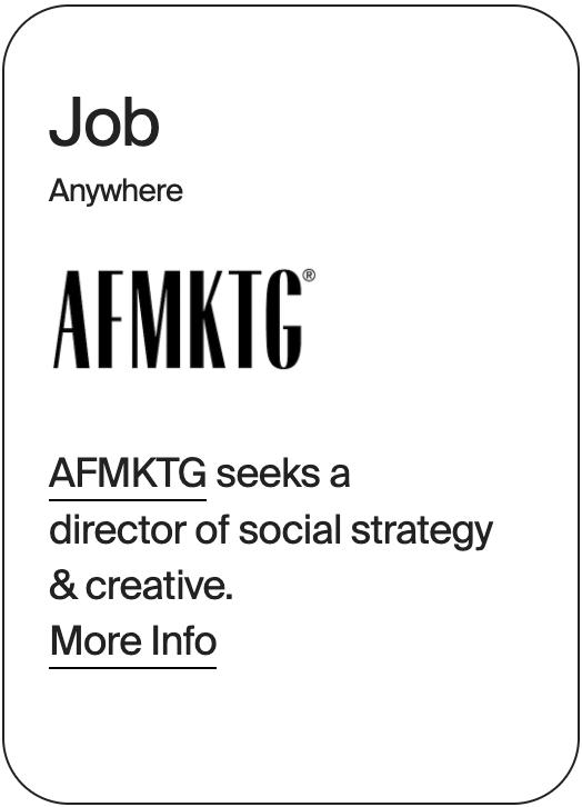 JOB Remote AFMKTG Director of Social Strategy &amp; Creative 32258