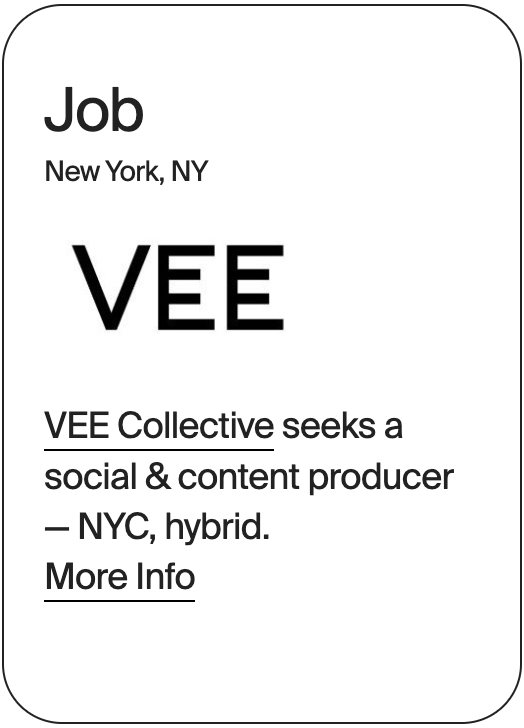 JOB New York VEE Collective Social &amp; Content Producer 32293