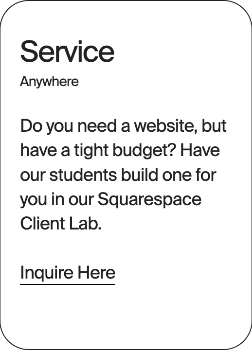 SERVICE Anywhere ilovecreatives Squarespace Client Lab