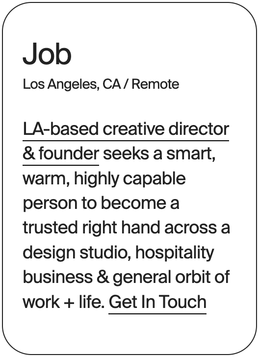 JOB Los Angeles Manolo Studios Assistant 32371