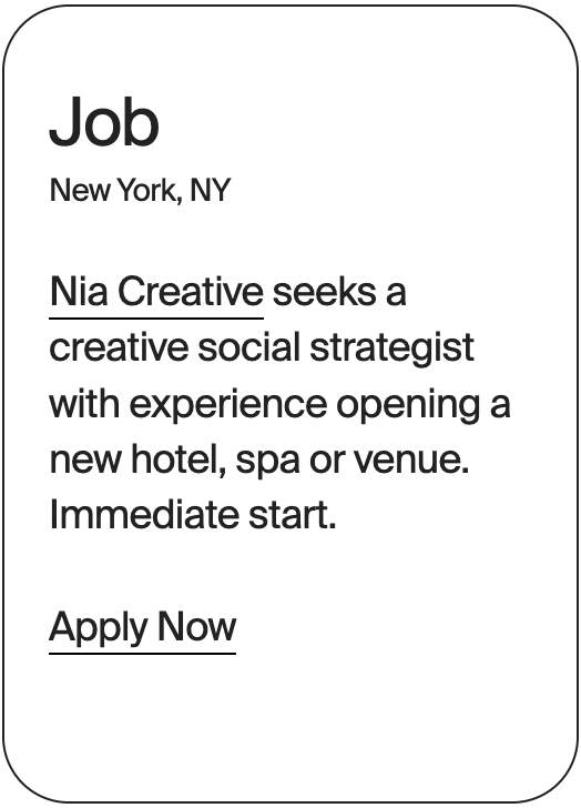 JOB New York Nia Creative Social Strategist 32377