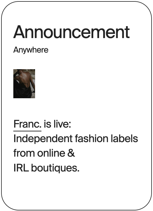 ANNOUNCEMENT Anywhere Franc 32382