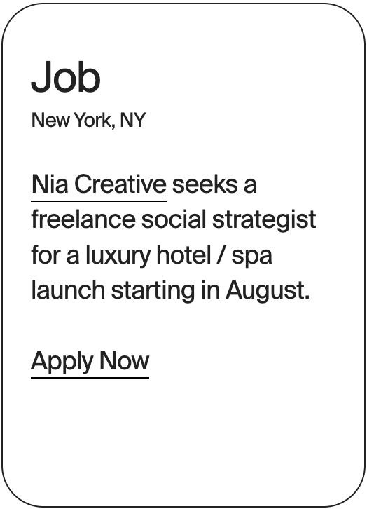 JOB New York Nia Creative Social Strategist 32377