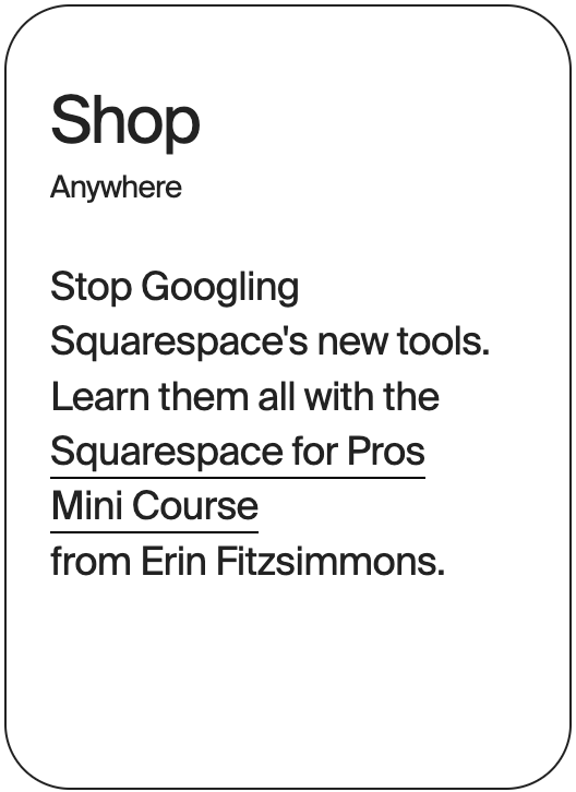 SHOP Anywhere Erin Fitzsimmons Squarespace for Pros Mini Course 32389