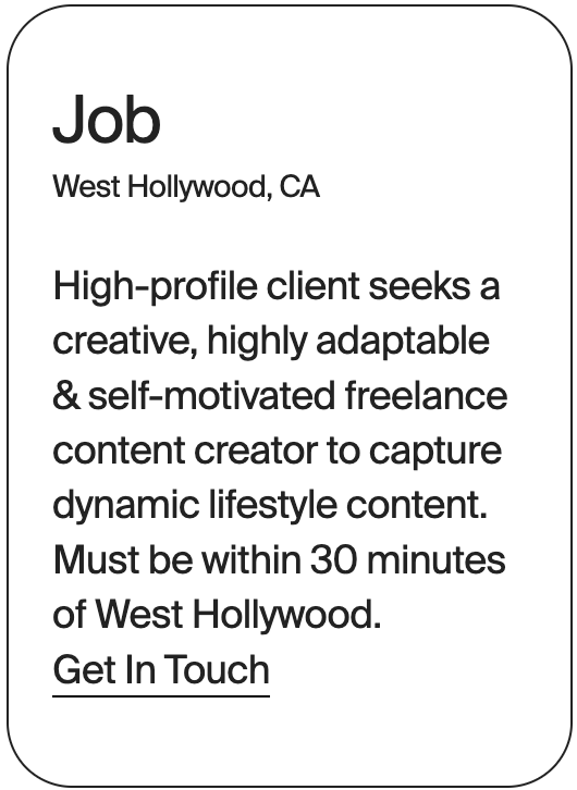 JOB West Hollywood Content Creator 32387 