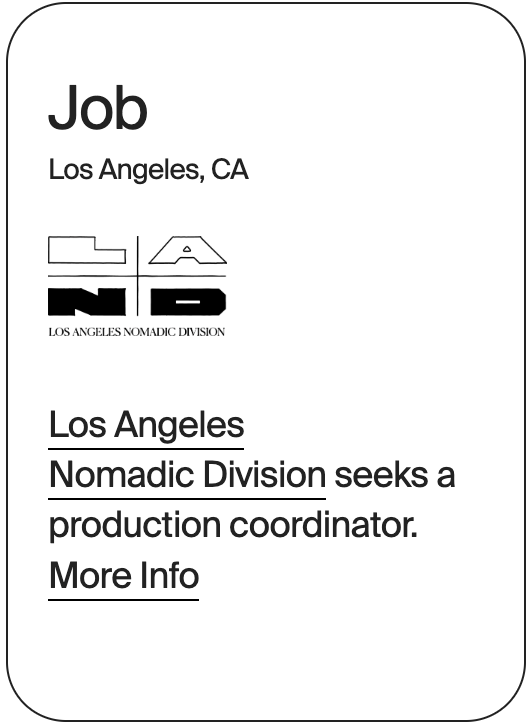 JOB Los Angeles Nomadic Division Production Coordinator 32406