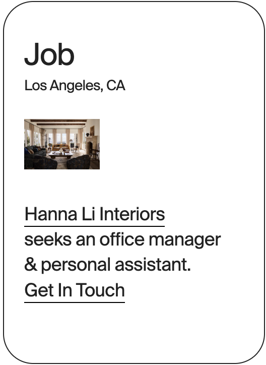JOB Los Angeles Hanna Li Interiors Office Manager + PA 32434