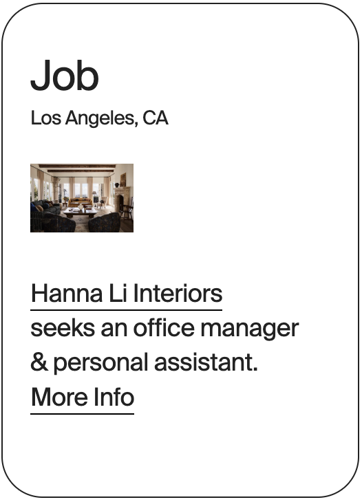 JOB Los Angeles Hanna Li Interiors Office Manager + PA 32434