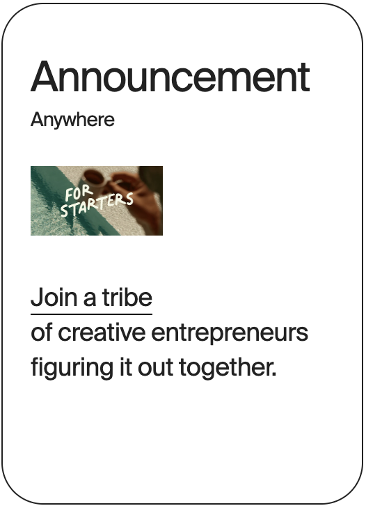 ANNOUNCEMENT Anywhere For Starters 32478