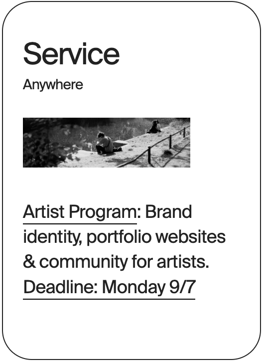 SERVICE Anywhere Artist Program Fall 2026 32514