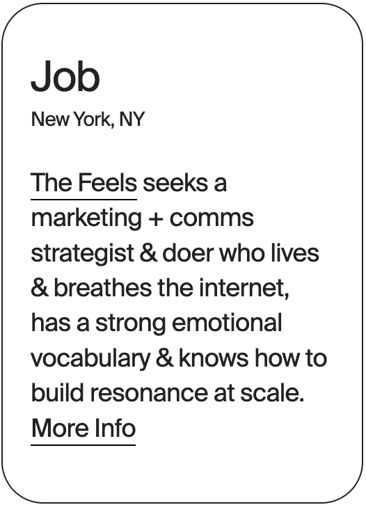 JOB New York The Feels Marketing Comms 32527