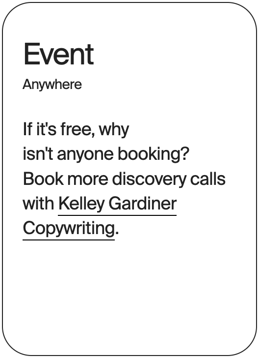 EVENT Anywhere Kelley Gardiner Copywriting 32528