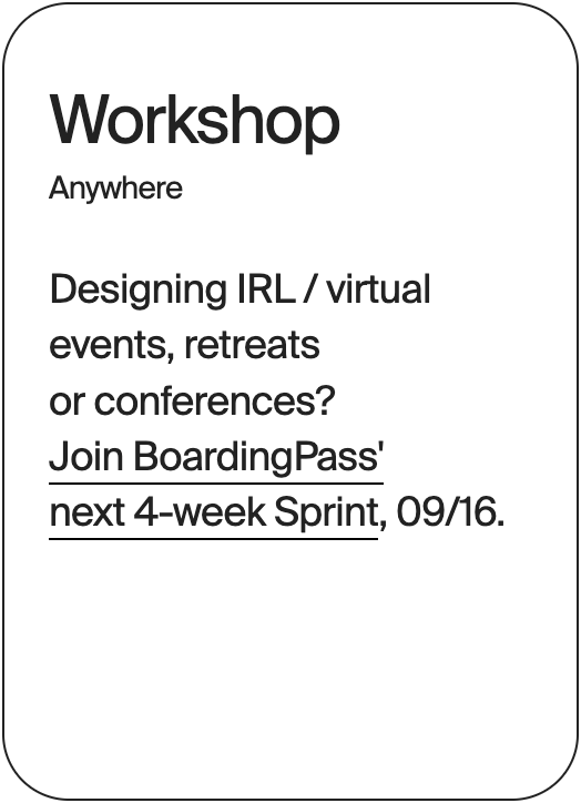 WORKSHOP Anywhere BoardingPass 32531