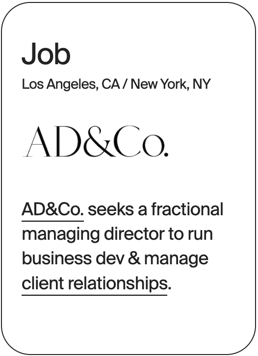 JOB NY LA AD+Co. Fractional Managing Director 32532