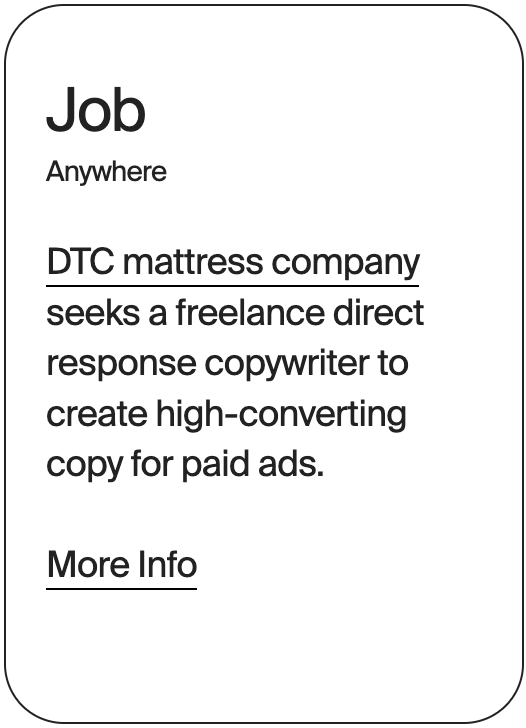 JOB Anywhere Custom Mattress Factory Copywriter 32560