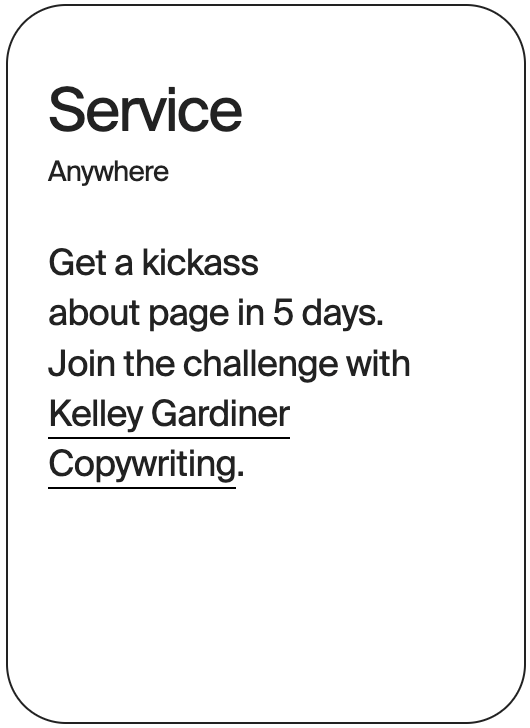 SERVICE Anywhere Kelley Gardiner Copywriting 32627