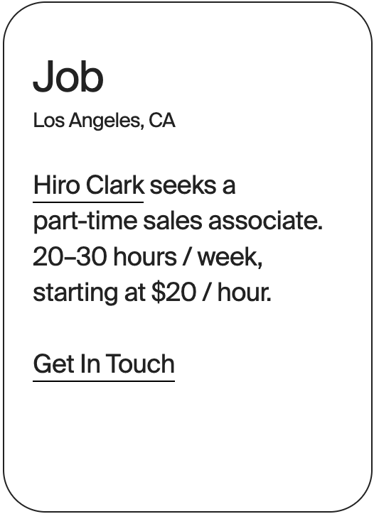 JOB Los Angeles Hiro Clark Sales Associate 32648