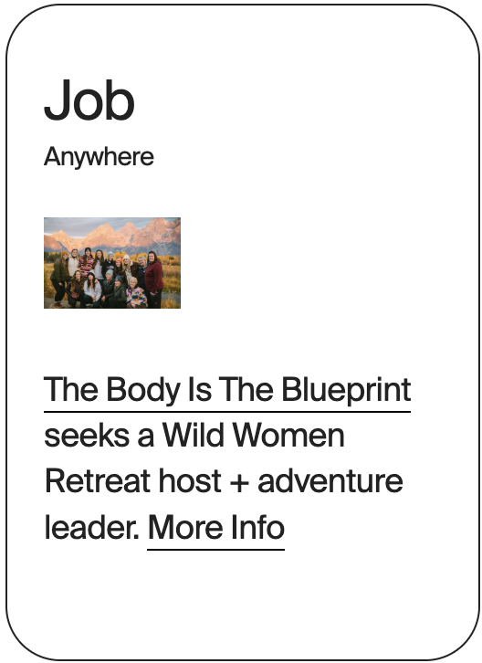 JOB Anywhere The Body Is The Blueprint Retreat Host 32667