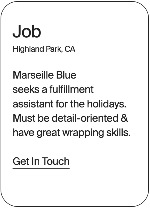 JOB Highland Park Marseille Blue Fulfillment Assistant 32678