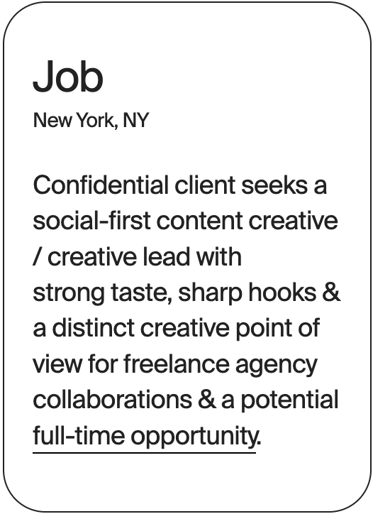JOB New York Confidential Client Creative Lead 32681