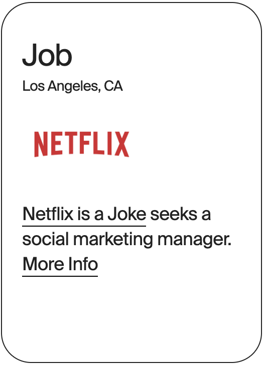 JOB Los Angeles Netflix is a Joke Social Marketing Manager 10-20-26