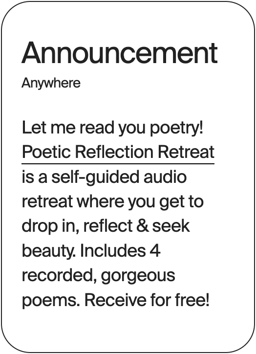 ANOUNCEMENT Anywhere Poetic Reflection Retreat 32714