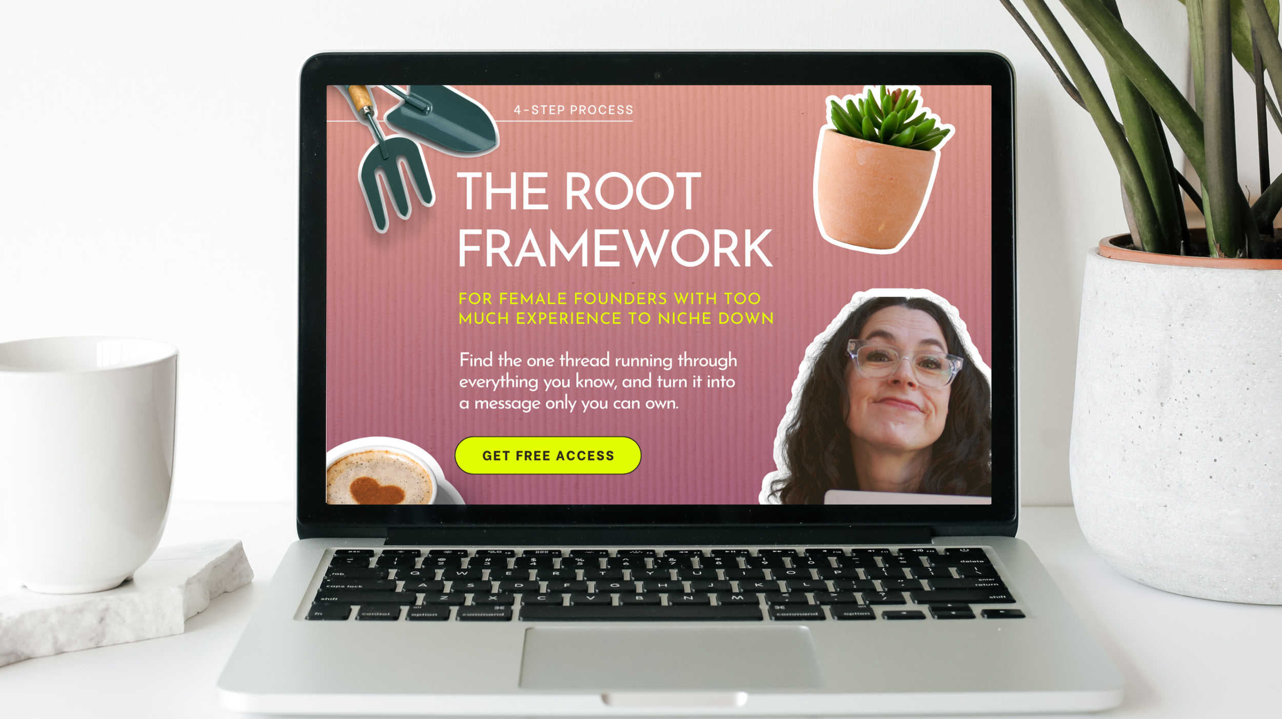 laptop on white desk with The ROOT Framework on the laptop screen