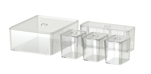 Set /5 Acrylic Boxes with Lids