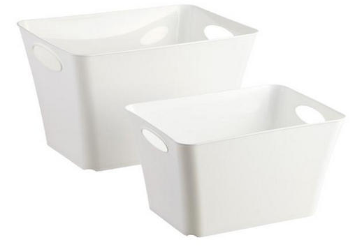 White Taper Storage Bins with Handles