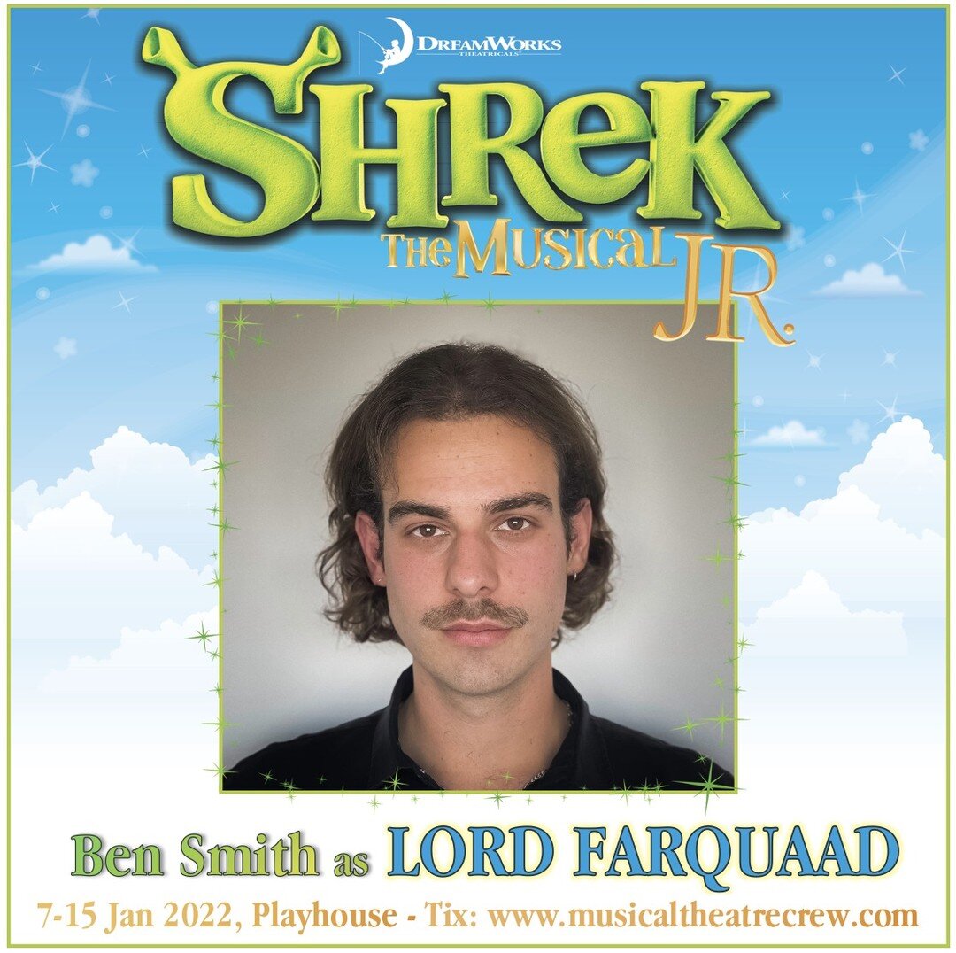 💚Don't be fooled by the angelic expression, the DASHING and delightfully DEVILISH Benjamin Smith will perform Lord Farquaad! Ben is revelling in creating the DIABOLICAL megalomaniac while on summer break from his final year of a performing arts degr
