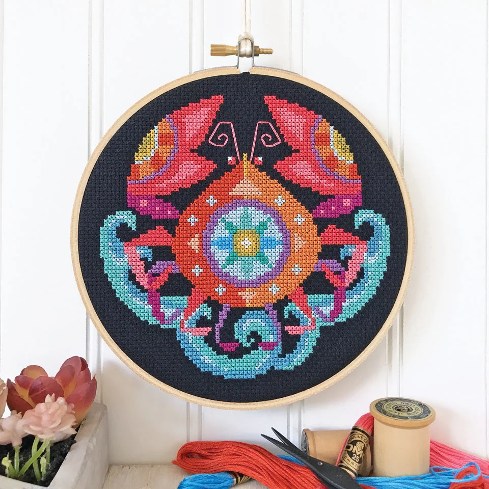 Cancer Zodiac Cross Stitch Pattern Satsuma Street Craft South